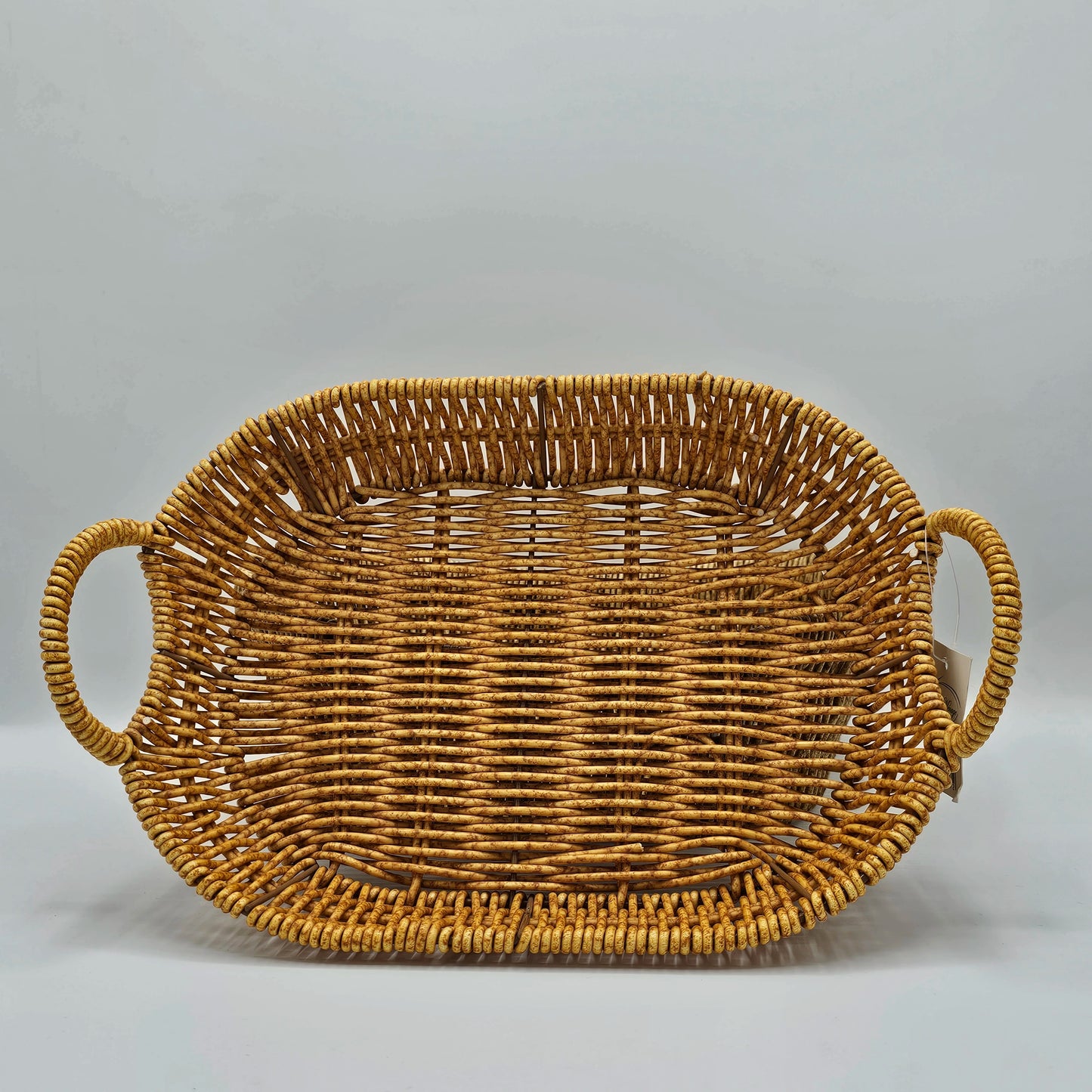 Plateau de Service Tressé avec Poignées – Style Rotin Naturel | Corbeille de Table Chic