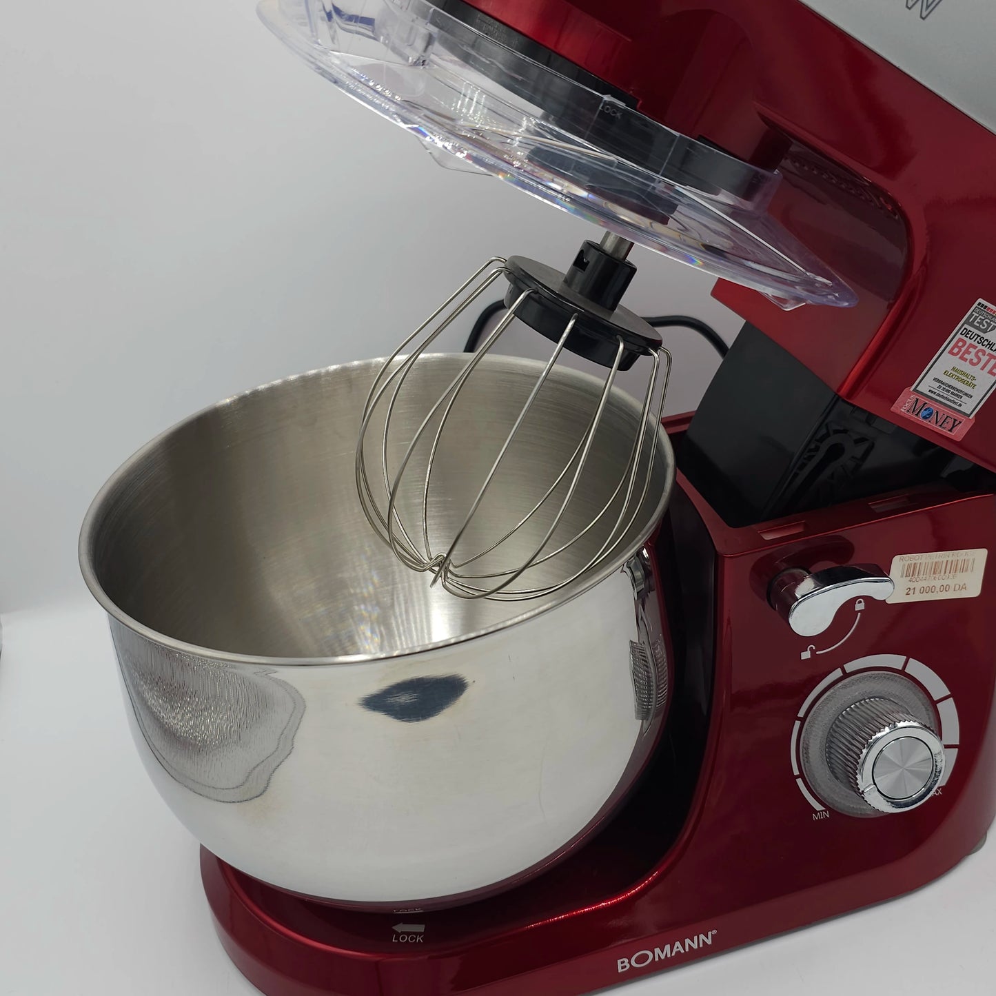 Robot Pâtissier Bomann 1000W – Édition Rouge Rubis & Inox