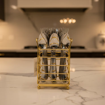 Porte-Ustensiles Premium Doré - Organisateur de Cuisine Chic & Design Métallique