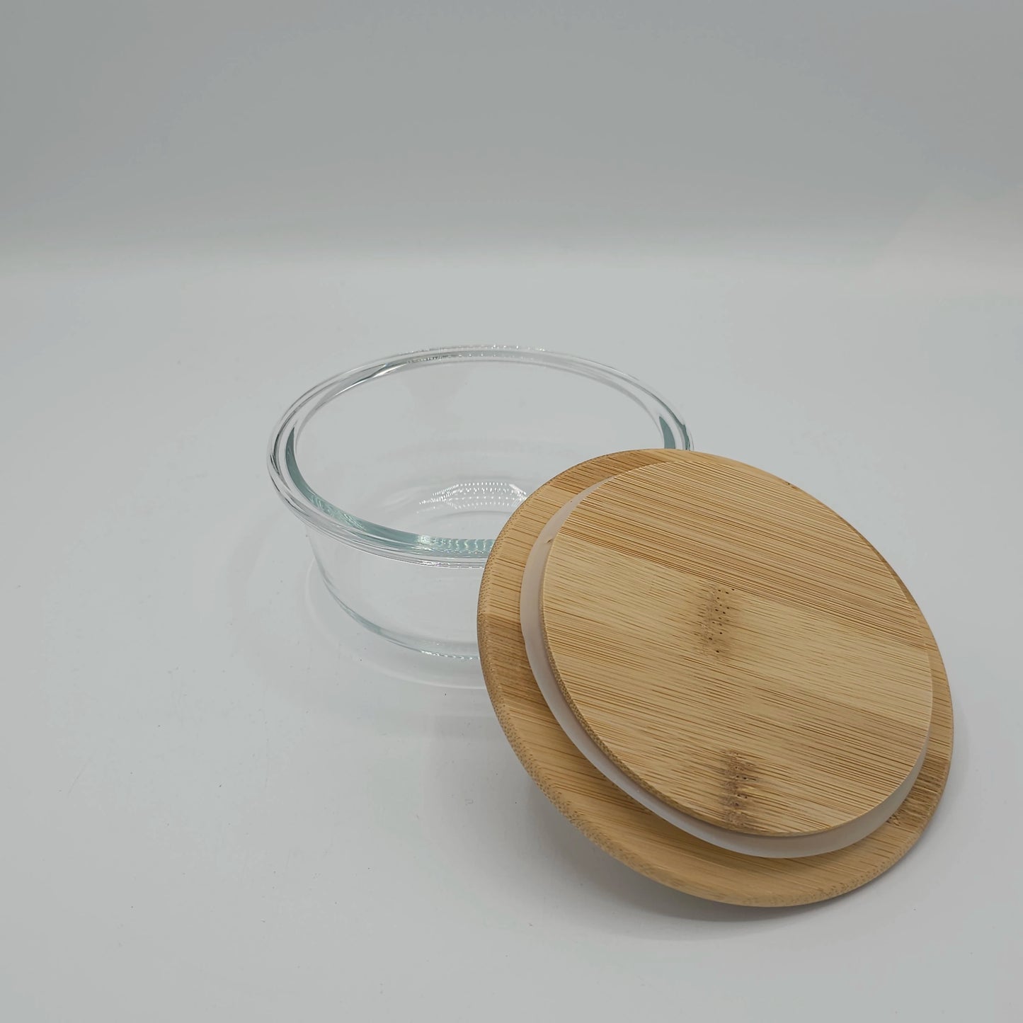 Bol de Conservation en Verre Borosilicate avec Couvercle en Bambou Hermétique