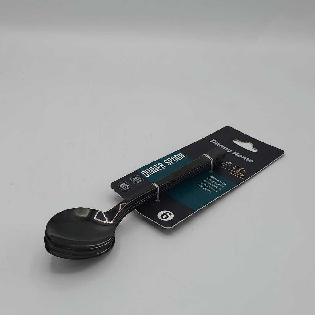 Lot de 6 Cuillères de Table Premium Noir Poli - Danny Home