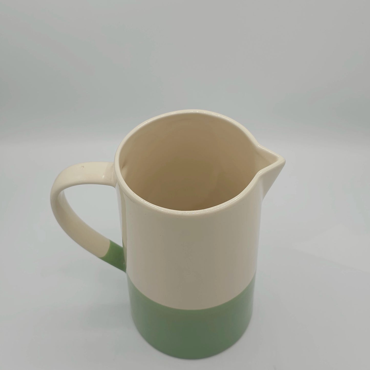 Pichet en Céramique Bicolore Vert Sauge et Crème