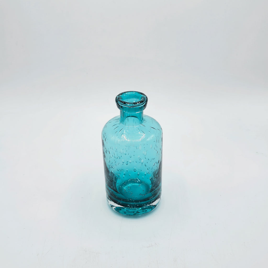 Petite Carafe Décorative en Verre Bleu Effet Bulles