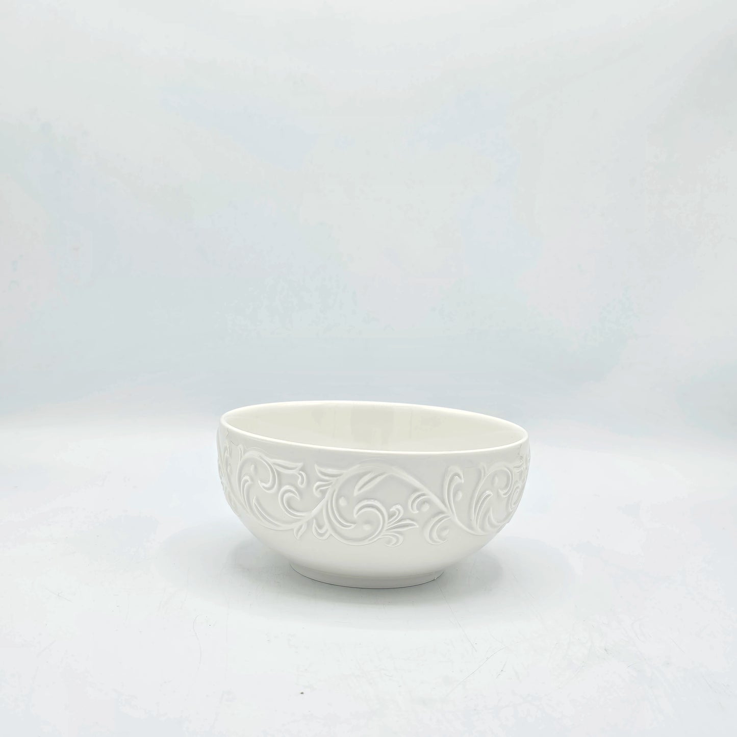 Bol en Céramique Blanche 5,5 cm avec Motifs Arabesques en Relief