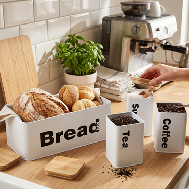 Set de Rangement Cuisine Design – Boîte à Pain & Trio de Bocaux