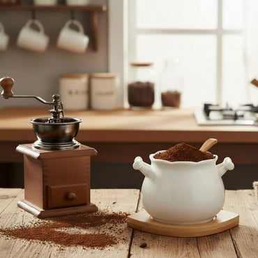 Pot à condiments en céramique avec base en bambou