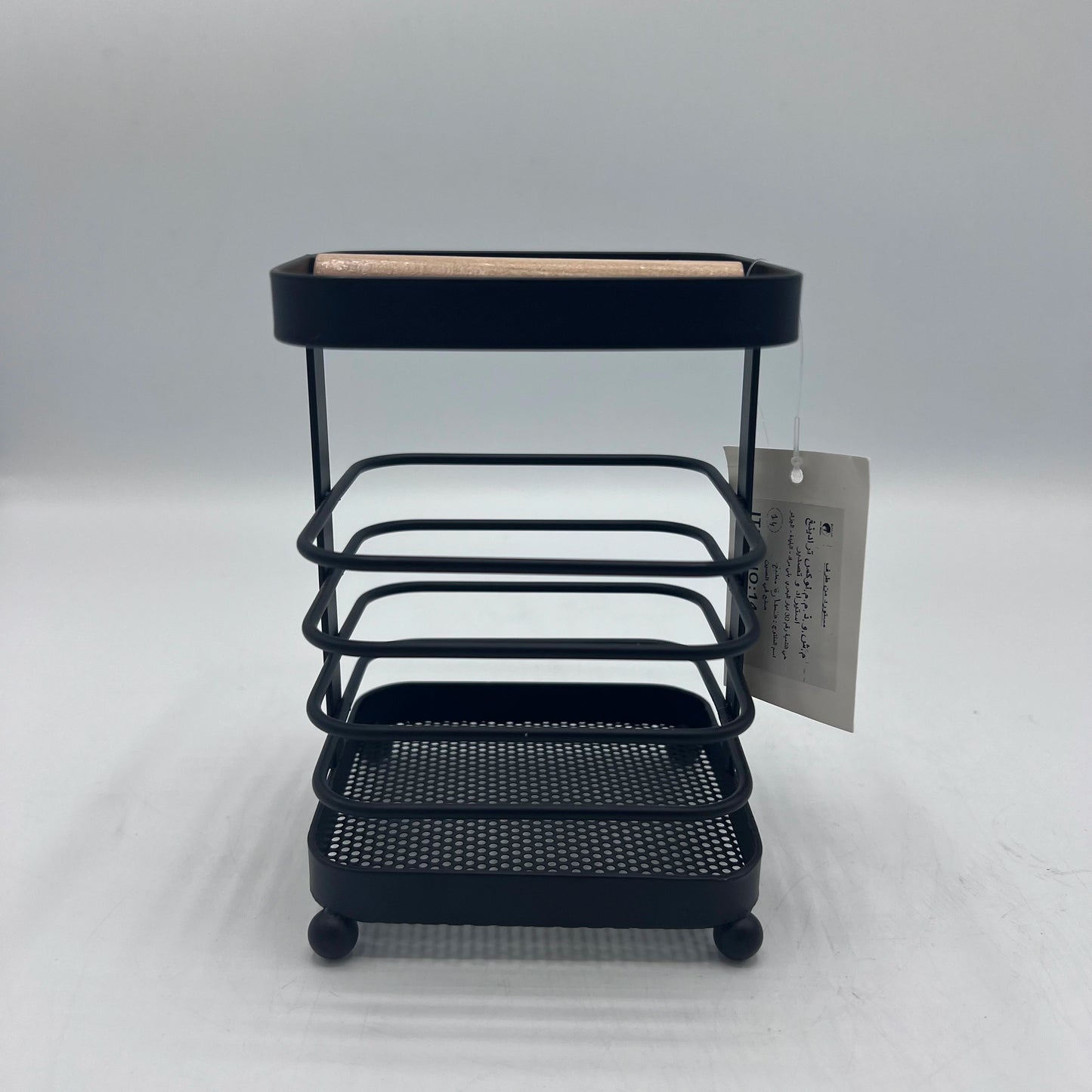Organisateur Polyvalent en Métal Noir Mat et Bois – Rangement Design