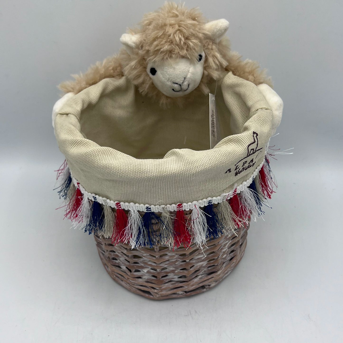 Panier de Rangement Osier & Peluche Alpaga – Déco Chambre Enfant