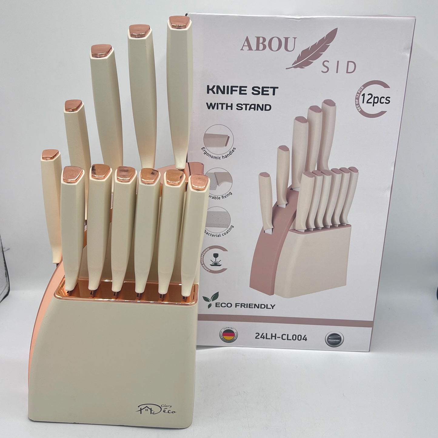 Set de 12 Couteaux de Cuisine avec Bloc Support Abousid – Design Élégant et Ergonomique
