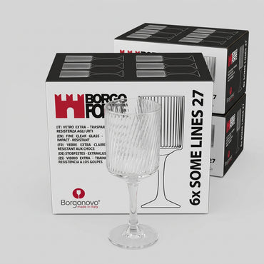 Verre à Pied Design "Borgo Forte" Borgonovo – Style Strié Rétro & Élégance Italienne