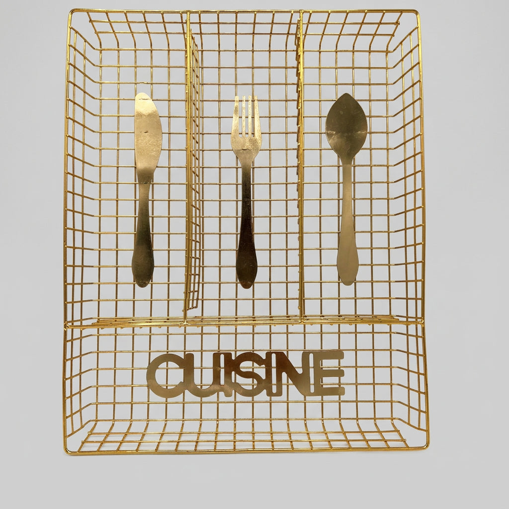 Range-Couverts en Métal Doré "Cuisine" – Organisateur de Tiroir Élégant et Tendance