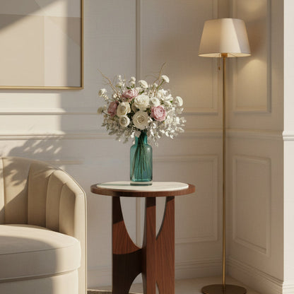 Vase Bouteille en Verre Lisse Bleu Sarcelle – Design Épuré & Contemporain