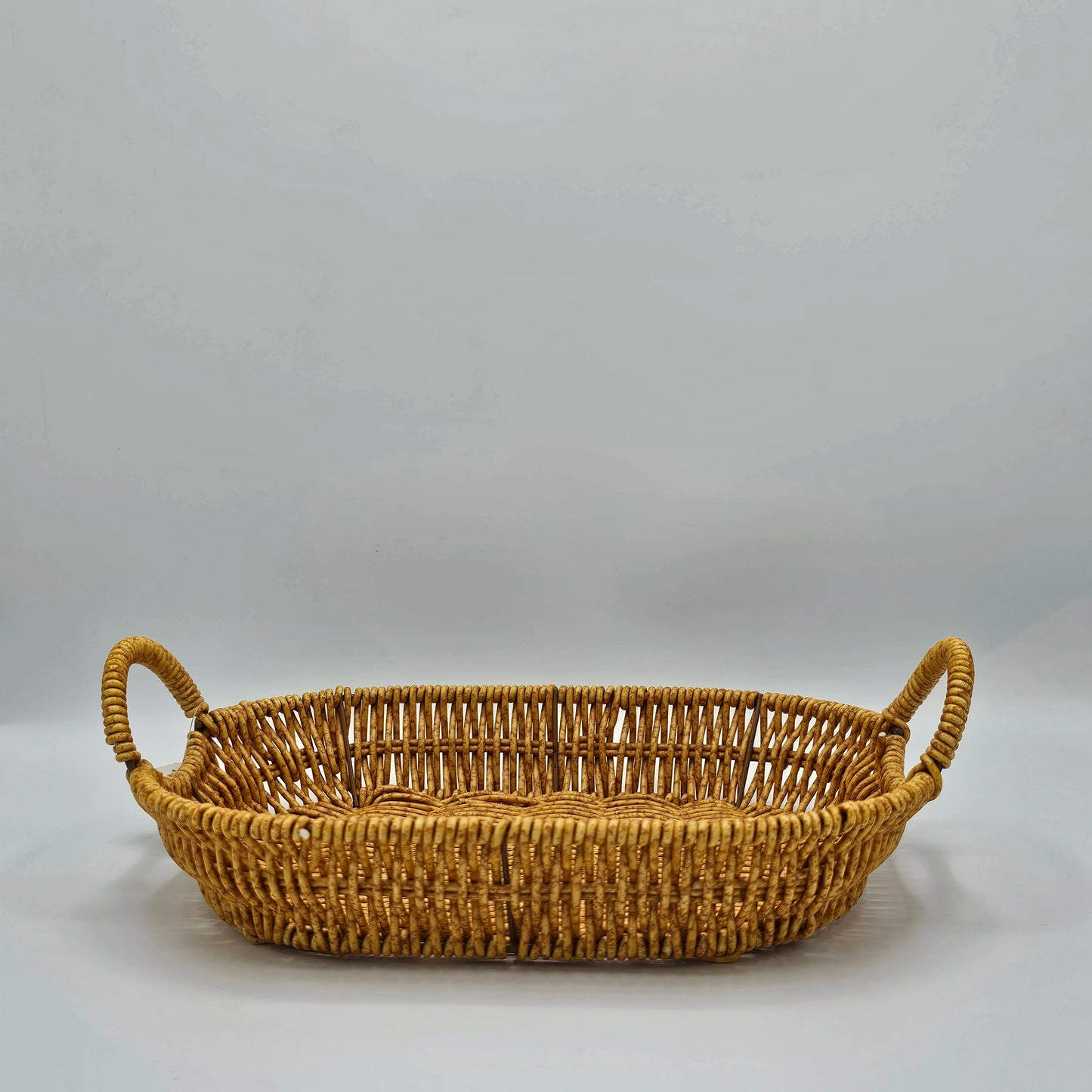 Plateau de Service Tressé avec Poignées – Style Rotin Naturel | Corbeille de Table Chic