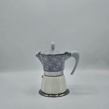 Cafetière Italienne Moka G.A.T. "Fantasia" – Design Azulejos & Corps Aluminium | 3 Tasses
