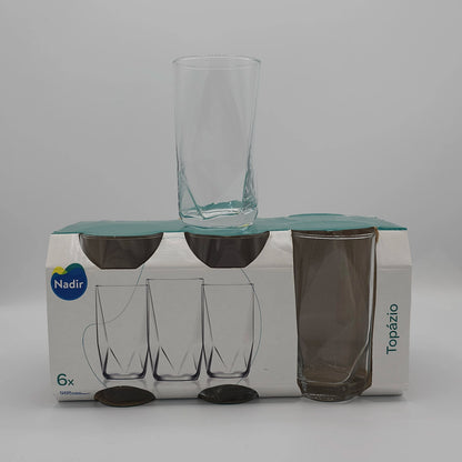 Set de 6 Verres Long Drink "Topázio" par Nadir – Design Géométrique & Cristallin | 300ml