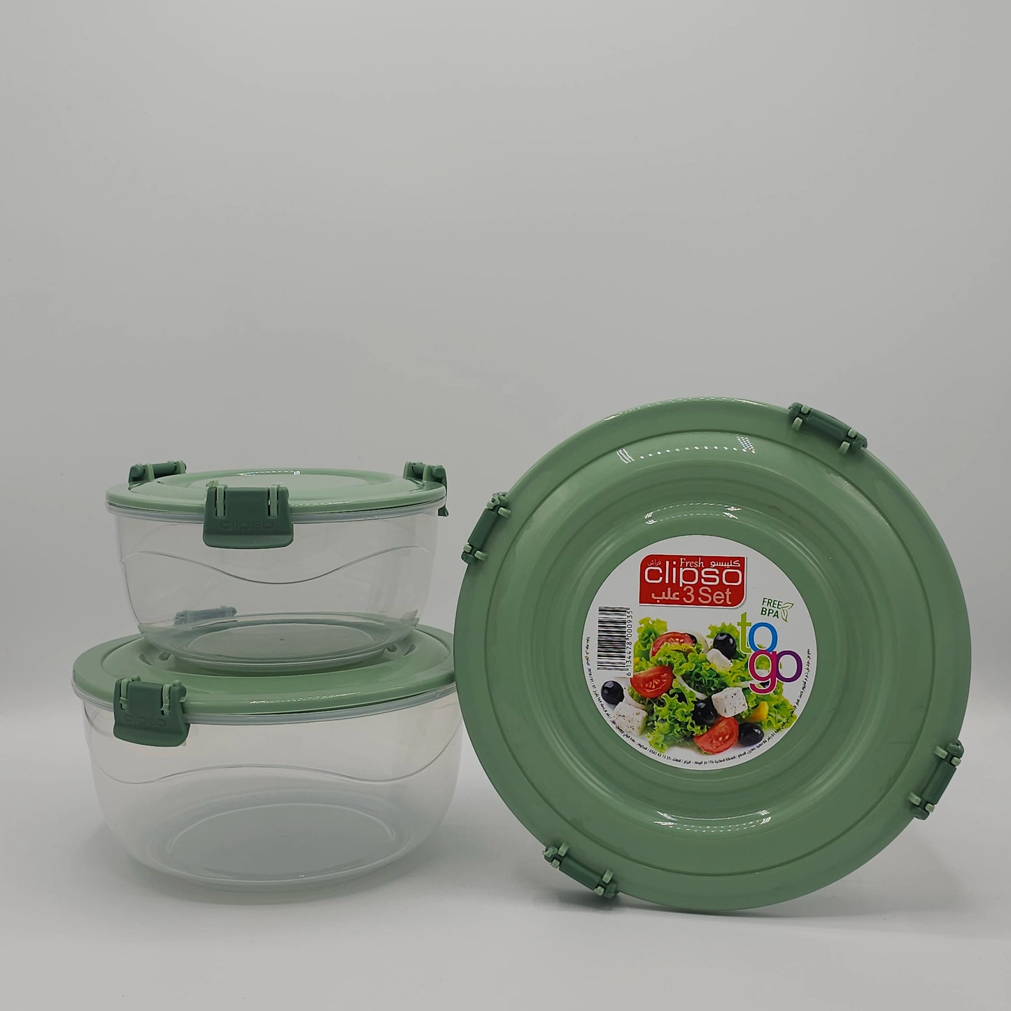 Set de 3 Boîtes de Conservation "Clipso Fresh To Go" – Étanche & Sans BPA | Vert Sauge