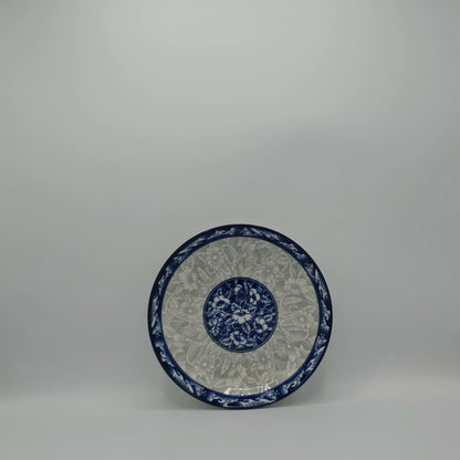 Assiette Plate Ronde "Bleu Floral Antique" – Porcelaine Traditionnelle