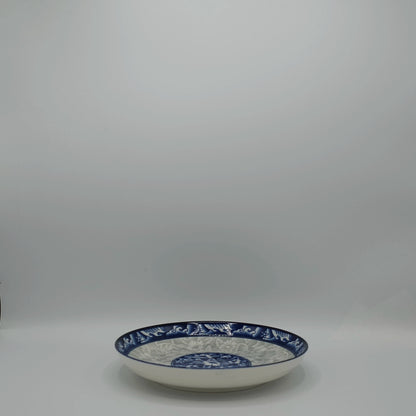 Assiette Plate Ronde "Bleu Floral Antique" – Porcelaine Traditionnelle