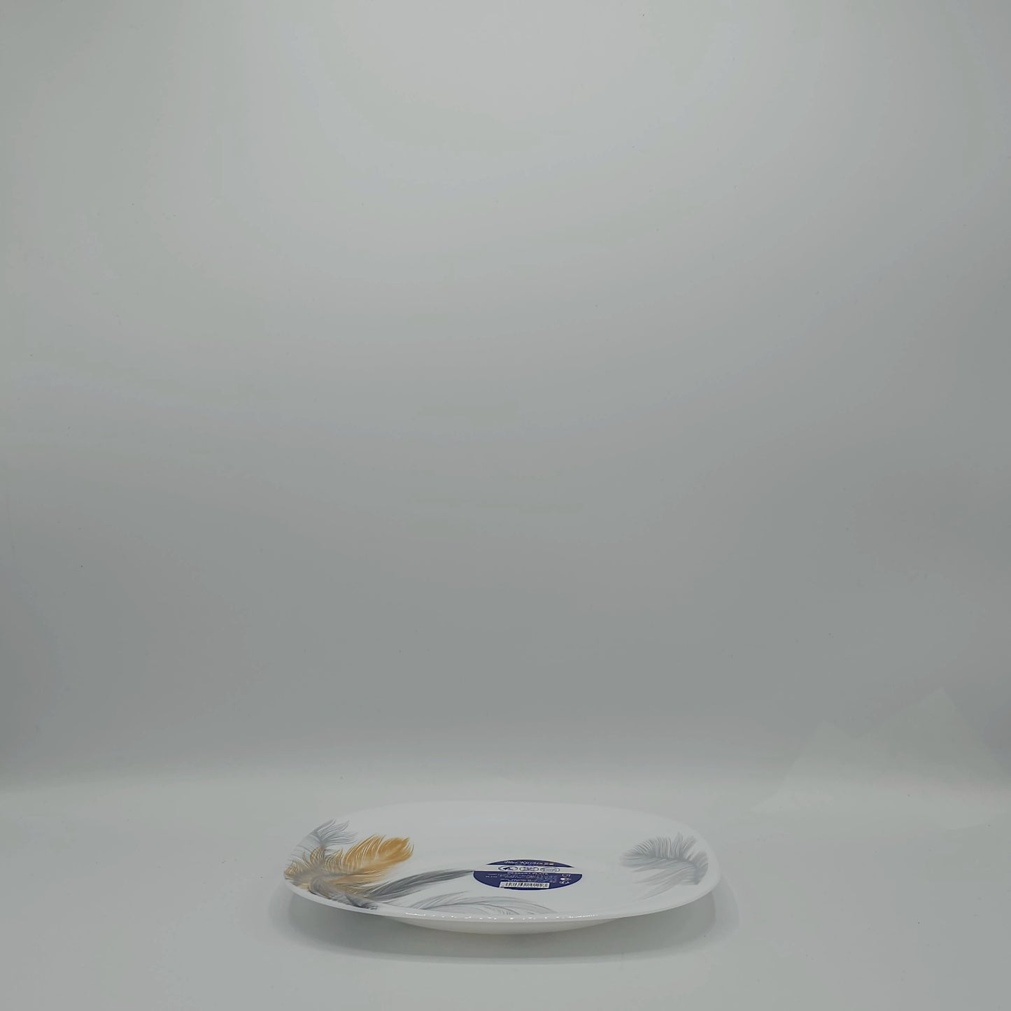 Assiette à Dessert Carrée "Plumes Dorées" – Opal Glass Premium