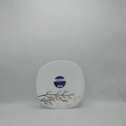 Assiette à Dessert en Opale Design "Branches d'Or" – Élégance Moderne