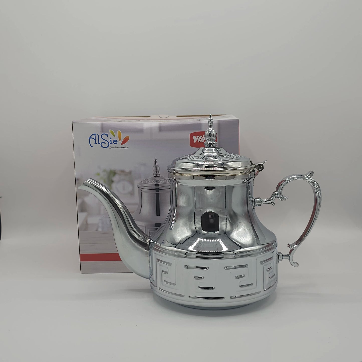 Théière Royale en Acier Inoxydable AlSie – Design Traditionnel Gravé & Finition Miroir
