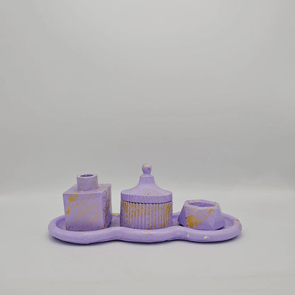 Set de Bureau Déco Violet Pastel & Éclats d'Or – Collection Artisanale
