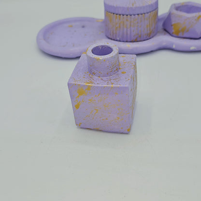 Set de Bureau Déco Violet Pastel & Éclats d'Or – Collection Artisanale