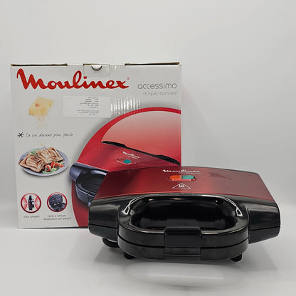 Appareil à Croque-Monsieur Moulinex Accessimo – Compact & Antiadhésif – Rouge Rubis