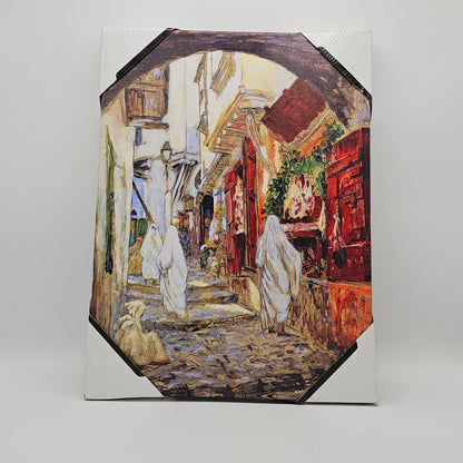 Tableau Toile Casbah d'Alger – Scène de Vie Orientale Impressionniste