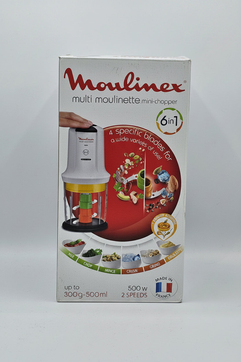 Hachoir Électrique Moulinex Multi Moulinette 6-en-1 – 500W | Fabriqué en France