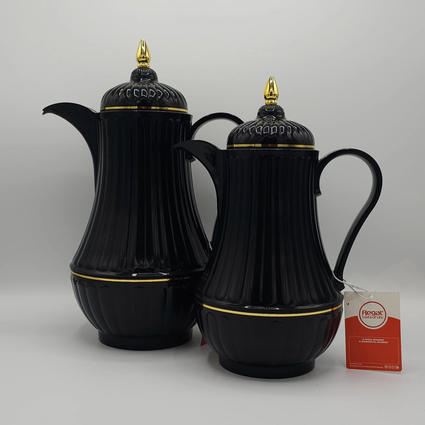 Duo de Carafes Isothermes "Royal Black & Gold" – Set de Thermos Design Oriental