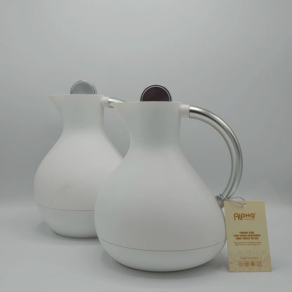 Duo de Thermos Design "Pure White" – Carafes Isothermes Élégantes Alpha Ménage