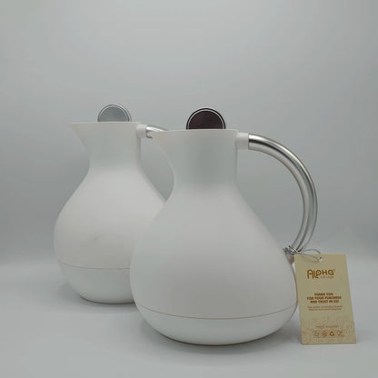Duo de Thermos Design "Pure White" – Carafes Isothermes Élégantes Alpha Ménage