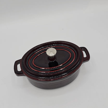 Mini Cocotte Ovale en Fonte Émaillée Rouge Cerise – Cuisson Saveur & Service à Table