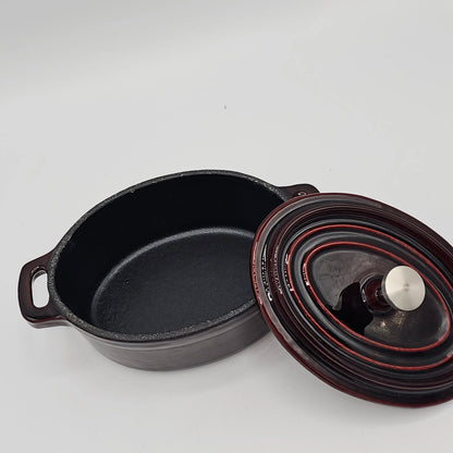 Mini Cocotte Ovale en Fonte Émaillée Rouge Cerise – Cuisson Saveur & Service à Table