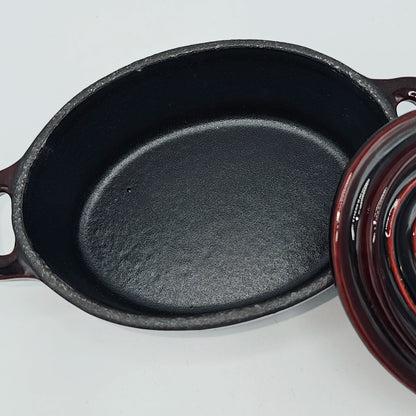 Mini Cocotte Ovale en Fonte Émaillée Rouge Cerise – Cuisson Saveur & Service à Table