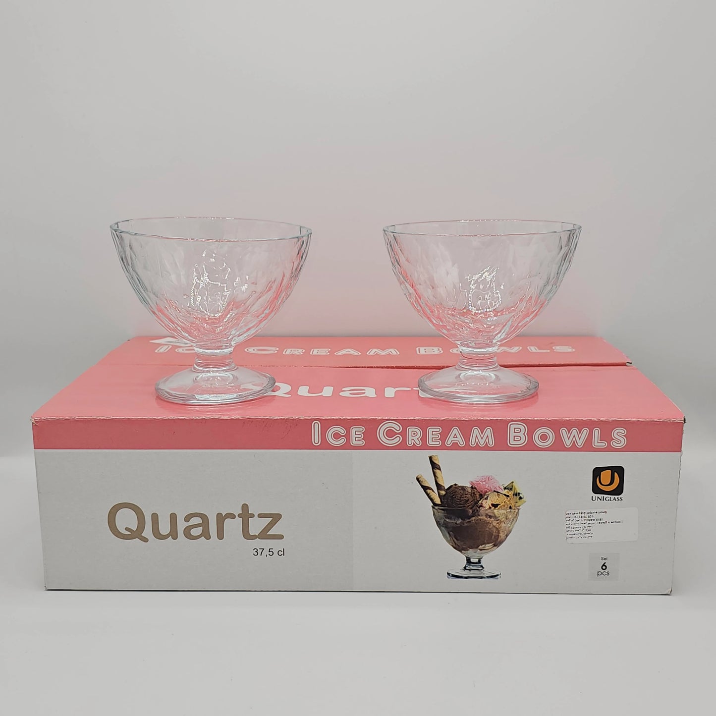 Set de 6 Coupes à Glace Quartz en Verre Cristallin – 37,5 cl | Design Élégant & Durable