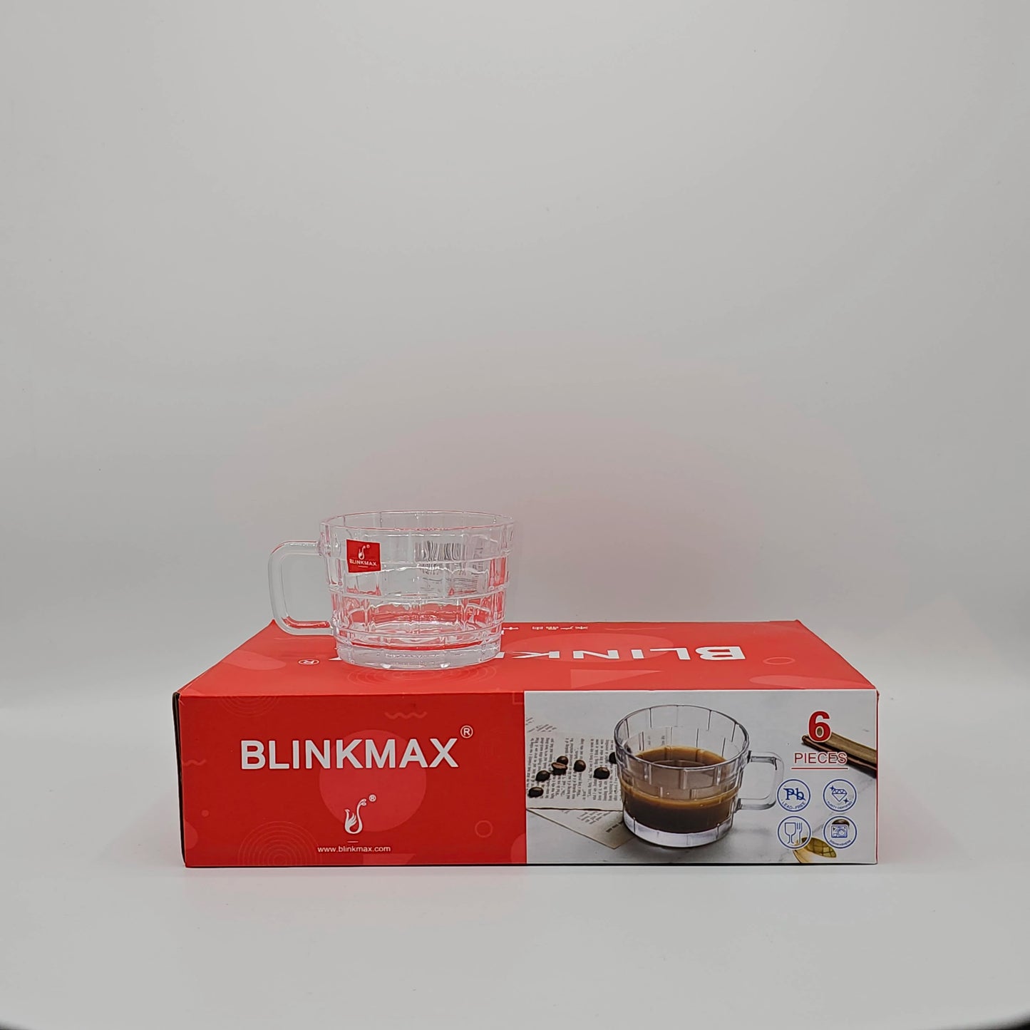 Set de 6 Tasses en Verre Texturé Blinkmax – Élégance Givrée pour Café & Thé