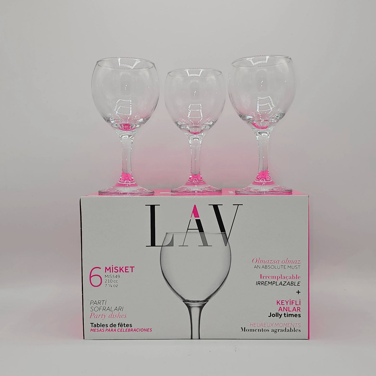 Set de 6 Verres à Pied LAV Misket – Élégance Cristalline pour Tables de Fêtes, 210 cc