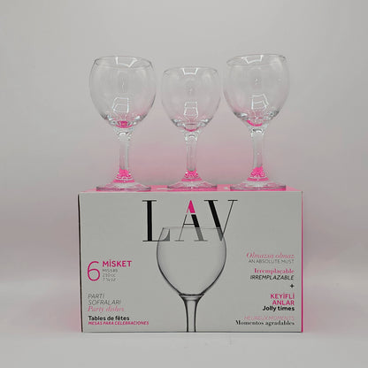 Set de 6 Verres à Pied LAV Misket – Élégance Cristalline pour Tables de Fêtes, 210 cc