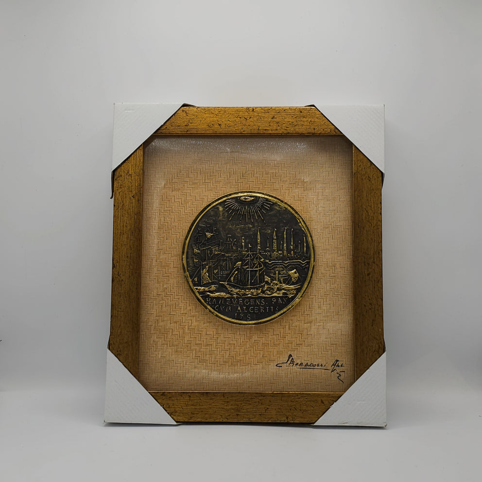 Tableau d'Art Mural "Hamburgens Pax Cum Algeritis 1751" – Médaille Historique Encadrée