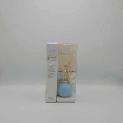 Diffuseur de Parfum "Love in Life" – Vase en Céramique Bleue & Fleurs Séchées