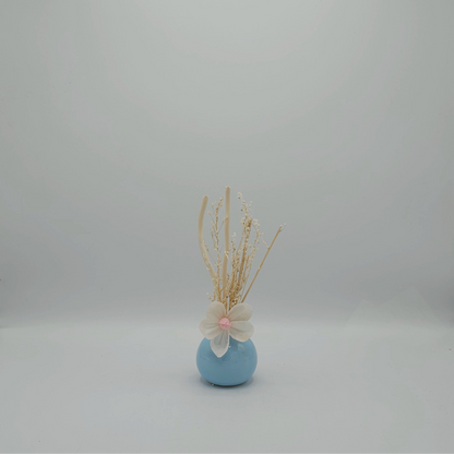 Diffuseur de Parfum "Love in Life" – Vase en Céramique Bleue & Fleurs Séchées