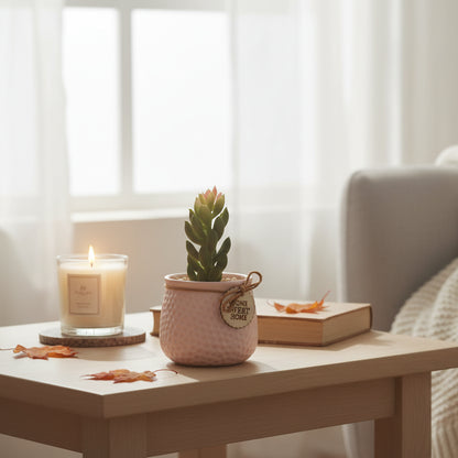 Plante Succulente Artificielle en Pot "Home Sweet Home" – Déco Zen & Sans Entretien