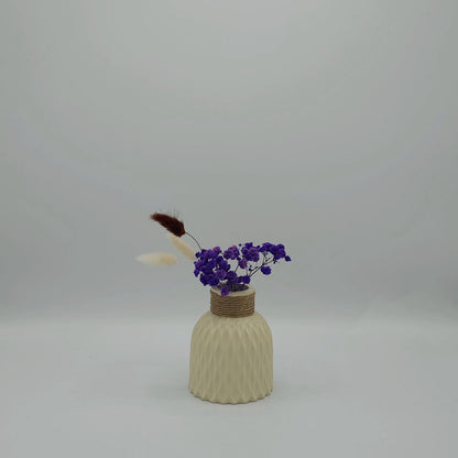 Mini Vase en Céramique Texturée – Bouquet de Fleurs Séchées Violettes & Style Bohème