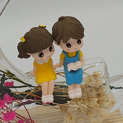 Veilleuse Croissant de Lune "I Love You" – Verre de Prestige et Fleurs Séchées