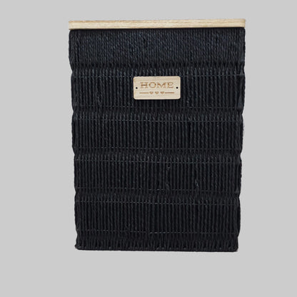 Panier à Linge Design "Home" en Osier Noir – Élégance & Rangement Naturel