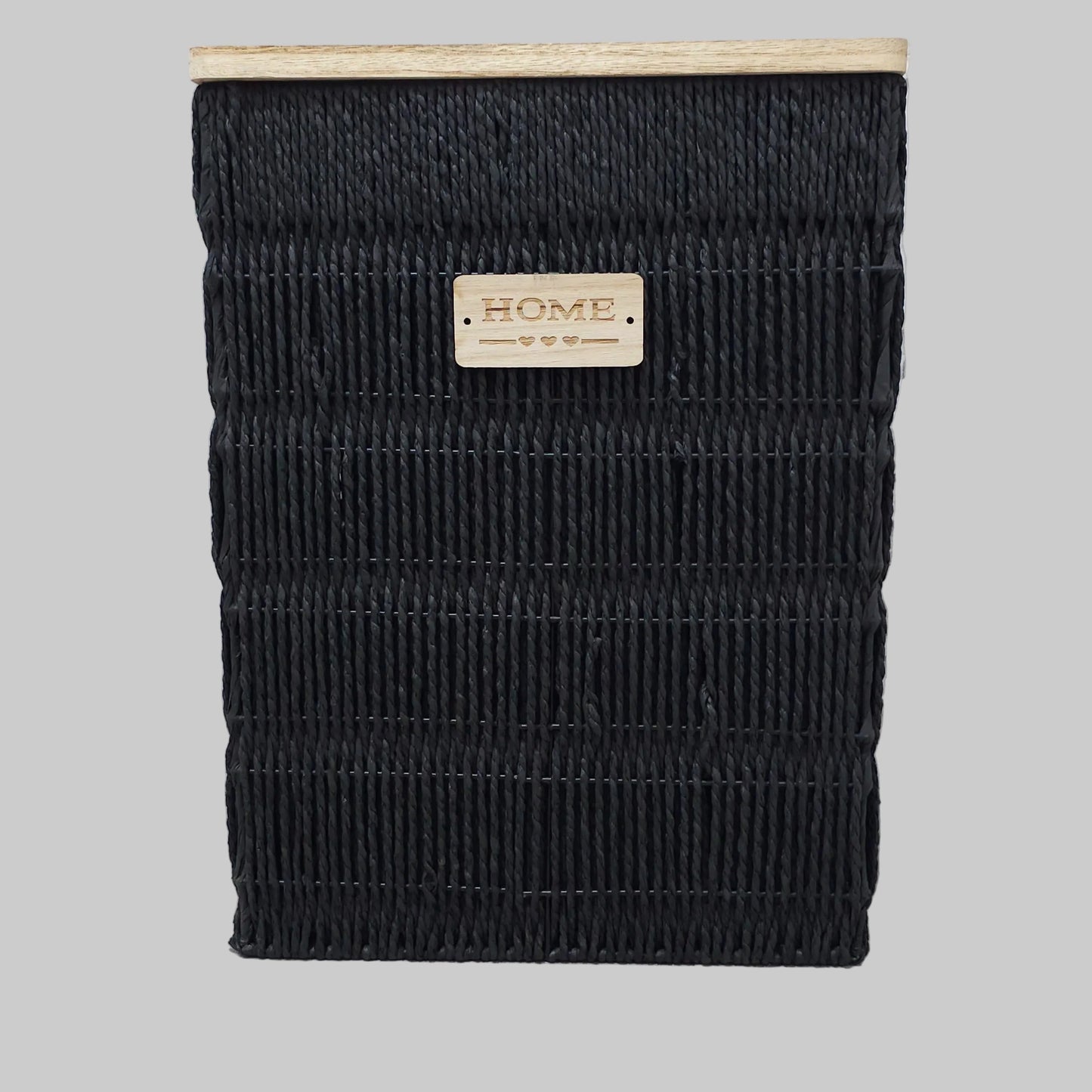 Panier à Linge Design "Home" en Osier Noir – Élégance & Rangement Naturel