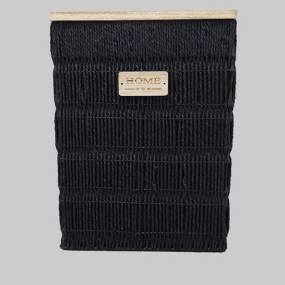 Panier à Linge Design "Home" en Osier Noir – Élégance & Rangement Naturel