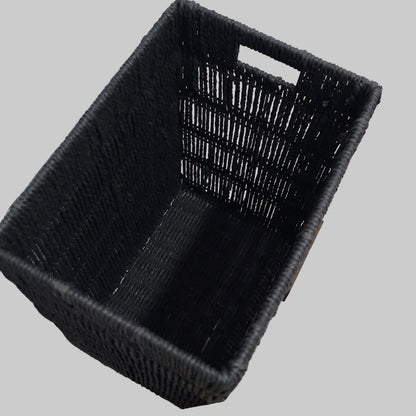 Panier à Linge Design "Home" en Osier Noir – Élégance & Rangement Naturel